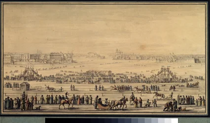 Shakes Escapes Sliding on the Neva in Saint Petersburg, c.1800