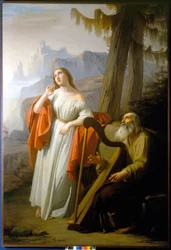 Ossian Sings to Malvina the Feats of Carthoon. Painting by Giacomo Trecourt