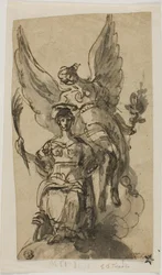 Seated Woman Crowned by Angel