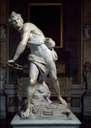 David Throwing the Stone of the Sling, Baroque sculpture made by Gian Lorenzo Bernini, known as Le Bernin (1598-1680)