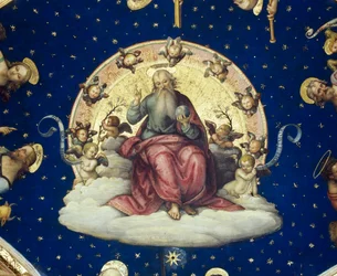 Benedictory God Seated in Glory, (detail) from scene from Stories of Life of Saint John Baptist