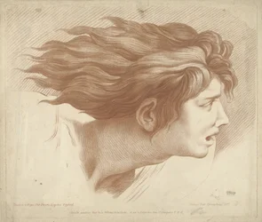 Head of Man with Flowing Hair
