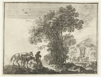 Landscape with a Farmer and Two Horses