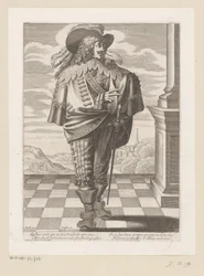 Nobleman Standing on a Terrace, with a Landscape in the Background