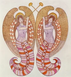 Two angels with trumpets