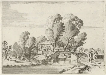 Two Walkers by a Canal (Seven Landscapes series)