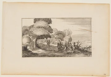 Men with Muskets on a Path leading through Woods, from Twelve landscapes with Figures