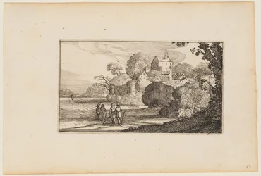 Path to Left of Walled Building Complex Amid Trees, from Twelve Landscapes with Figures