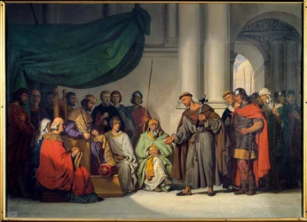 First Crusade: The Eastern Emperor Alexis Comnene Receives Peter the Hermit in Constantinople