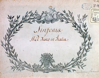 Page of musical score of the symphony of The Turk in Italy by Gioacchino Rossini