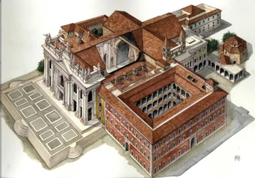 Baroque Architecture: Reconstruction of the Basilica of St. John Lateran. Illustration by Giorgio Albertini