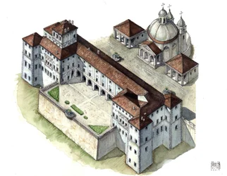 Baroque Art: Aerial View of the Chigi Palace in Ariccia, Lazio, 17th Century, Italy