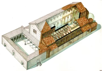 Byzantine Art: Reconstruction of the Basilica of Cabianca, Founded Under Emperor Justinian I in Ravenna, Italy