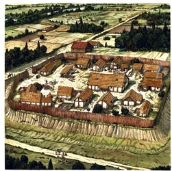 Middle Ages: Reconstruction of a Motte (Illustration)