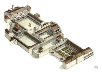 Roman Antiquity: Reconstruction of the Forum of Trajan in the 3rd Century AD, Rome, Italy