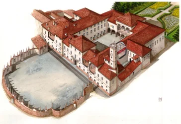 View of the Palace Arese Borromeo, Built in the 17th Century, in Cesano Maderno, Italy