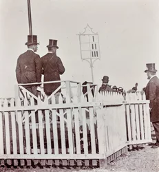 Viewers Racecourse in the Cascine Park: Max Stiozzi Marquis, Marquis Malaspina Azzolino, Arnaldo Pozzolini and the Deputy Marquis Torrigiani