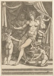 Venus and Vulcan Sitting on a Bed
