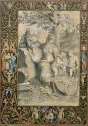 Border of an Illuminated Manuscript Surrounding a Drawing After Raphael