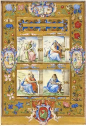 The Four Evangelists, within a Border of Flowers, Birds, and Insects