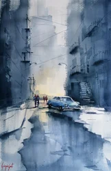 Classic Car City Rain