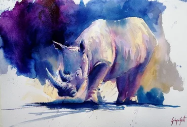Vibrant Purple Rhinoceros