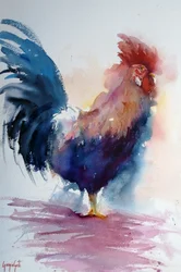Vibrant Watercolor Rooster