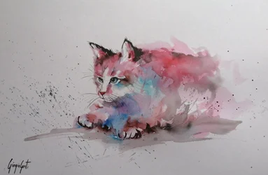 Watercolor Kitten Splash