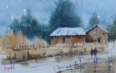 Winter Path To Cabins