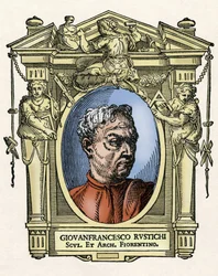 Portrait of Giovan Francesco Rustici (1474 - 1554) Italian sculptor and architect. Engraving of the treat Lives of the most excellent painters, sculptors and architects (Le Vite de