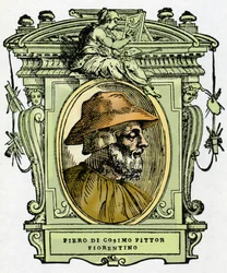 Portrait of Piero di Cosimo, engraving from Lives of the Most Excellent Painters, Sculptors and Architects by Giorgio Vasari