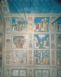 View of the frescoes on the left wall (post-restoration)