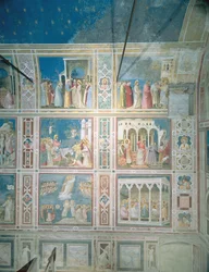 View of the frescoes on the left wall (post-restoration)