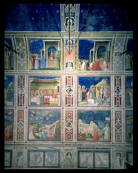View of the frescoes on the left wall (post-restoration)