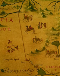 Desert of Lop and home of spirits and ghosts as crossed by Marco Polo