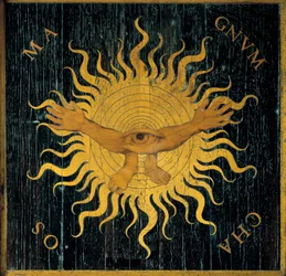 Representation of Magnum Chaos before the Creation: wood marquetry by Giovan Francesco Capoferri, 16th century - Church of Santa Maria Maggiore, Bergamo