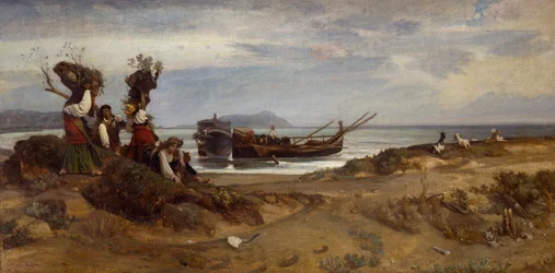 Women carrying wood in the port of Anzio
