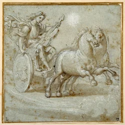 Apollo seated in his chariot with his viol