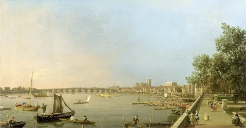 The Thames from the Terrace of Somerset House, looking upstream Towards Westminster and Whitehall, c.1750
