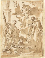 The Madonna and Child in Glory with Saint Theodore and a Monastic Saint