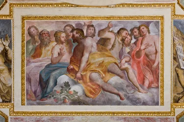 Genoa, Duomo (St Lawrence Cathedral), inside, The Lercari Chapel or The Chapel of the Blessed Sacrament (Northern apse), vault: "The Righteous of the Old Testament", fresco by Giovanni Battista Castello known as Bergamasco