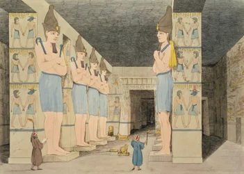 View of the Interior of the Temple at Ybsombul, Nubia, discovered by Giovanni Belzoni, engraved by Augustine Aglio, plate 48 from 