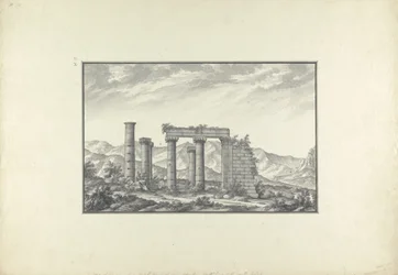 View of the ruins of an Ionic temple at Sardis, probably the Temple of Neptune, c.1750