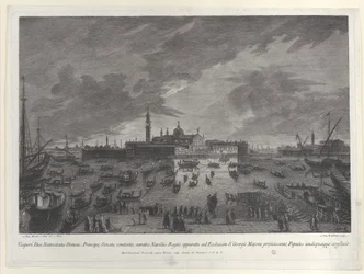 Nocturnal View of the Procession on Christmas Eve of the Doge and Venetian Senate to San G...