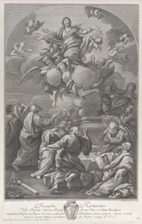 The Assumption of the Virgin, who rises from the tomb surrounded by Apostles, 1778