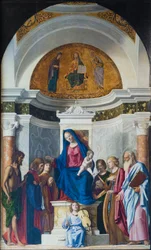 Enthroned Madonna with Child and Saint John the Baptist, Saint Cosmas, Saint Damian (c.1507)