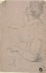 Half-Length Sketch of Child in Profile to Left, with Sketches of Right Arm and Left Hand