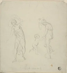 Two Sketches: Standing Woman, Woman Dancing with Child