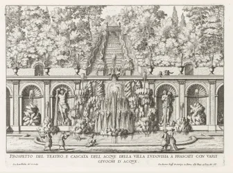 Cascade and Teatro delle Acque in the Gardens of the Villa Torlonia in Frascati