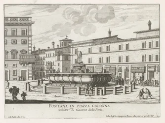 Fountain on Piazza Colonna in Rome (title on object: Fountain in Piazza Colonna) (series title: Fountains of Rome)
